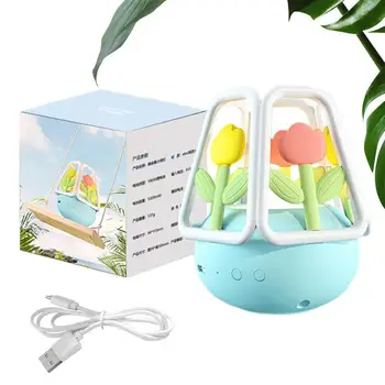 Светодиодна настолна лампа под формата на цвете, Лале, Led нощна лампа за бебета, USB Акумулаторна настолна лампа, декорация с 5 режима на осветление, които променят цвета на