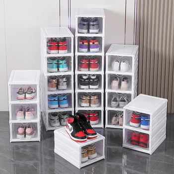 Сгъваема утолщающая прозрачна кутия за обувки, домакински многофункционален прост пластмасов шкаф за обувки, стойка за обувки на високи токчета