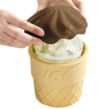 Силиконово Ведерко за лед под Формата на сладолед, Портативна Компактна Машина за Производство на Кубчета лед, Уиски, Бира, 2 В 1, една Голяма форма за Изработване Кофи за лед, Кухненски инструмент