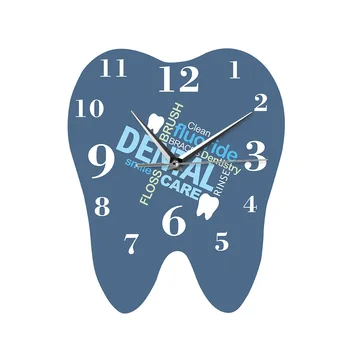 Стоматологични Думи Стенен часовник във формата на зъба Професионални Стенни часовници Зъболекар Декоративна Украса Клиники, Зъболекарски Ортодонтия Подарък хирург