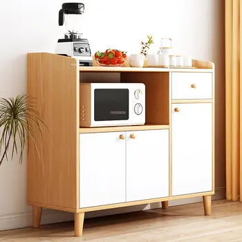 Съвременните дървени кухненски шкафове, Скандинавски кухненски мебели, Лесен Кухненски многослоен бюфет, Шкафове за съхранение в дома на хол