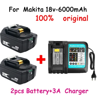 Със Зарядно устройство BL1860 Акумулаторна Батерия 18 V 6000 mAh Литиево-йонна за Makita 18v Батерия 6ah BL1840 BL1850 BL1830 BL1860B LXT400