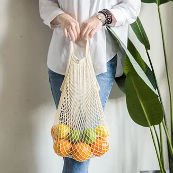 Торби за многократна употреба за пазаруване, Преносими хранителни чанти за съхранение на плодове и зеленчуци, Моющийся Памук мрежест органичен Органайзер