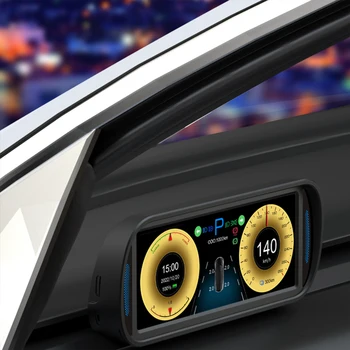 Цифров HUD 6,8 инчов екран на таблото HUD HD LCD Инструмент за измерване на Скоростта точност ръководят Умен автомобил скоростомер за Tesla, Модел 3 Y