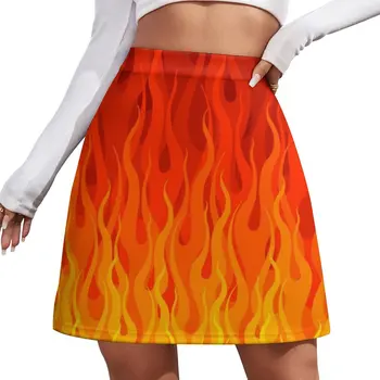 Червено Оранжево Жълто Гори пламък и огненият мини-поли, рокли, годишна жена 2023, секси лятна рокля 2023