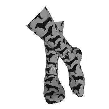 Черни чорапи за възрастни с силует лабрадор Ретривър, Дишащи, подходящи за спорт, чорапи с дължина до бедрото, По всяко време на годината