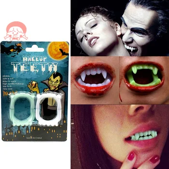 1 Чифт Светещи Протези Вампир, Изкуствени зъби Зомбита, подпори за костюми за Хелоуин, Подаръци за Партита