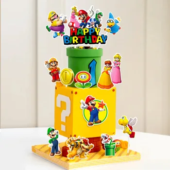 24 бр./компл. Украса на Торта за рожден Ден в Анимационен стил Super Mario Bros Плъгин за Украса на Торта, Супер Марио, Луиджи Bowser Yoshi Wario