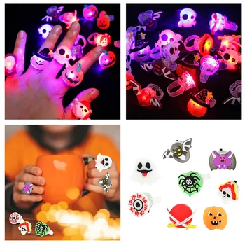 50 Броя 3D Светещи пръстени за Хелоуин, играчки, Хелоуин, Парти, Деца, Възрастни, Мигащи светещи пръстени, Светещи в тъмното, Дървена спортна зала за парти