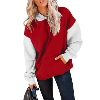 Жена есенно-зимния пуловер с прострочкой, hoody с качулка, мек вълнен плат пуловер с дълги ръкави, Модерен случайни мек пуловер Sudaderas