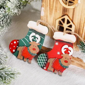 Коледна украса в един остарял стил, дървени чорапи с участието на лосове, подвесное украса на коледната елха, малко