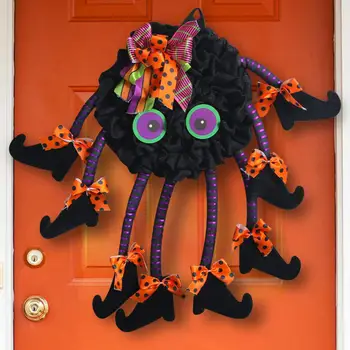 Подвесное украса за врата, във формата на паяк на Хелоуин с лъкове, Cartoony стенен декор във формата на паяк на няколко крака, подпори за парти