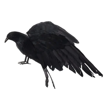 Подпори за Хелоуин, пера на гарван, птица, голяма, 25x40 см, расправляющая крила, черна врана, играчка модел, подпори за представяне на